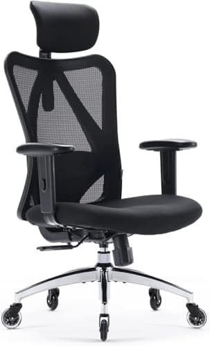 SIHOO M18 Office Chair, Desk Chair, Ergonomic, High Back, Computer Chair, S-Shaped Backrest, Telework, Anti-Fatigue Chair, Movable Armrest, Mesh Chair