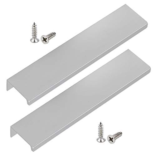 LICTOP 15cm/5.9" Silver Aluminium Cabinet Hardware Concealed Hidden Finger Pull Handles Kitchen Door Pulls Satin Nickel(2Pcs)