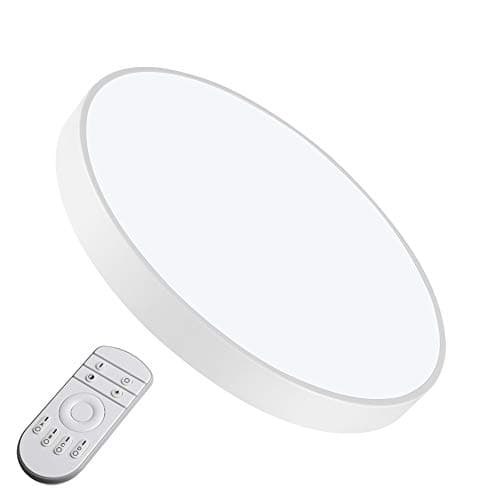 Bikuer 6000K LED Ceiling Light Flush Mount 28W 15.5in Square Ceiling Lamp for Kitchen Bathroom Hallway with 240Pcs LED Chips Without Flicker, 2050LM, IP44, 180W Equivalent (28W Round with Remote)