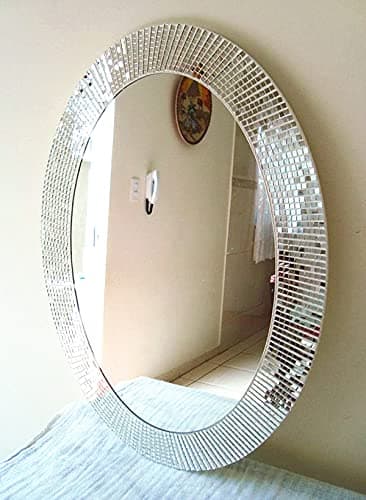 Redodeco 2400pcs Real Glass Silver Mirrors Mosaic Tiles Sticker for Craft Square Glass Tiles Self Adhesive,5mm by 5mm