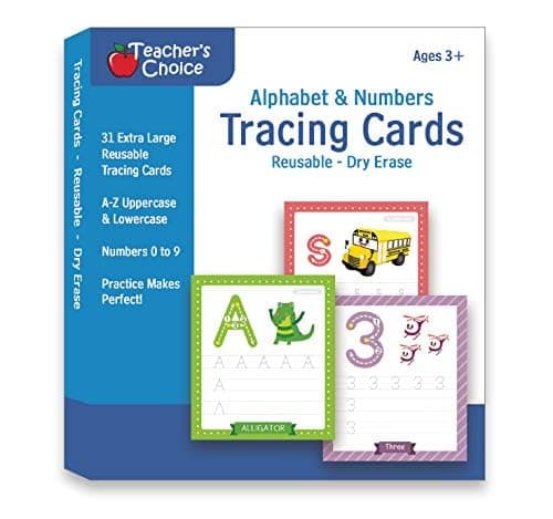 Alphabet & Number Tracing Cards, Reusable, Dry Erase, Upper & Lower Case, 31 Large Reusable Cards, Repetitive Tracing Cards, Improve Writing Skills, Flash Cards