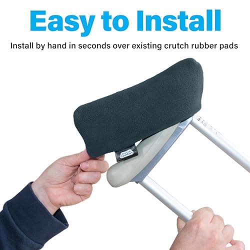 Universal Crutch Underarm Pad Covers - Luxurious Soft Fleece with Sculpted Memory Foam Cores (Classic Black)