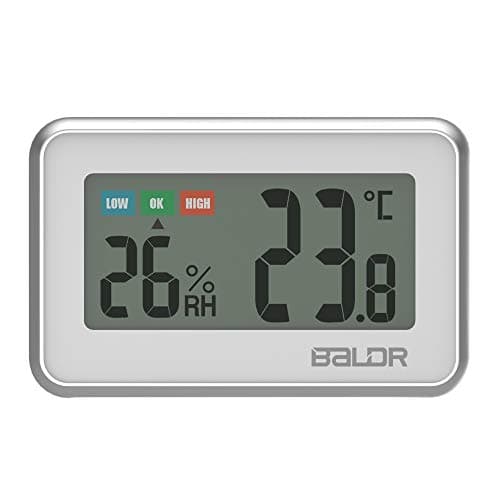 BALDR Digital Mini Indoor Thermometer Hygrometer – Monitor Indoor Temperature & Humidity Gauge, Magnet Attaching for Kitchen, Office & Greenhouse, White