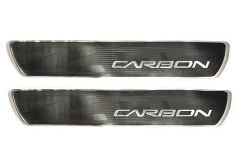 2006-2013 Z06 Corvette Silver & Black Carbon Fiber Door Sill Plates