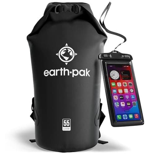 Earth Pak -Waterproof Dry Bag - Roll Top Dry Sack Keeps Gear Dry for Boating, Hiking, Camping and Fishing with Waterproof Phone Case