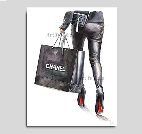 Fashion print shopping bag art print of watercolor painting-Matte Paper Print & Stretched Canvas Print
