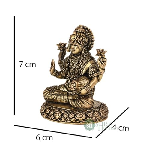 INDICAST Handcrafted Brass Goddess Laxmi Statue for Home Temple | 3" Maa Laks...