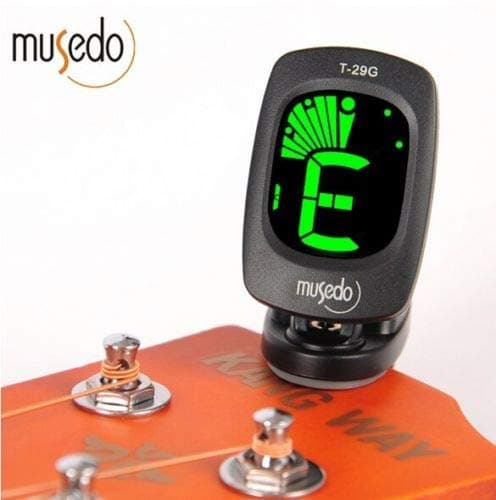 Musedo T-29G Clip-on LCD Display Guitar Tuner Backlight 360° Rotatable Clip