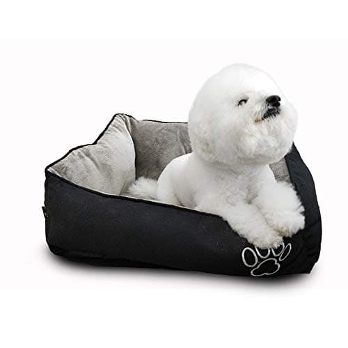 WarmShe Pet Bed for Dogs and Cats, Ultra-Soft Warm Paw Print Pet Bed Sofa Water Resistant with Removable & Washable Cover, Blue L