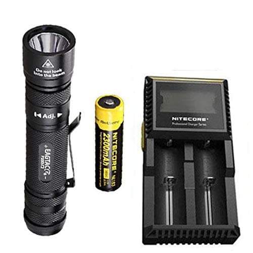 Combo: EagleTac P200LC2 1286 Lumens Flashlight XM-L2 U4 w/NL183 Battery, D2 Charger