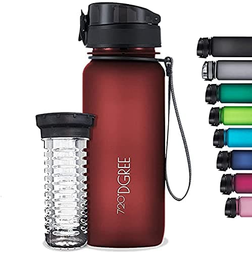 720°DGREE Sipper Water Bottle 650ml with Fruit Infuser | BPA, BPS Free | Tritan | For Adults & Kids | For Sports, Gym, Office, Workout | Imperial Red