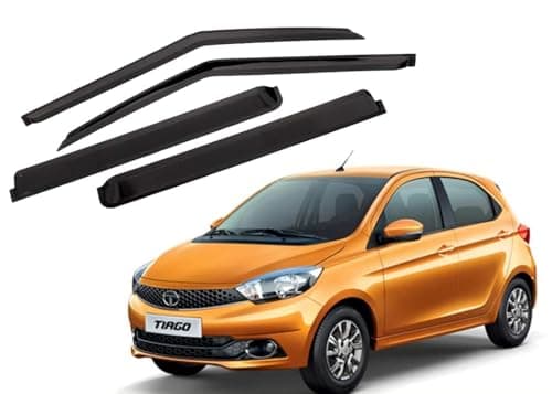 ShopClub Front Rear Left and Right Unbreakable Door Window Visor Wind Rain Guard Deflector Trim Compatible with Tata Tiago (2020 Onwards)