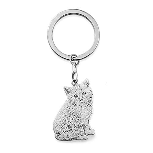 Personalized Picture Keychain Custom Cat Dog 925 Silver Photo Pendant Keyring