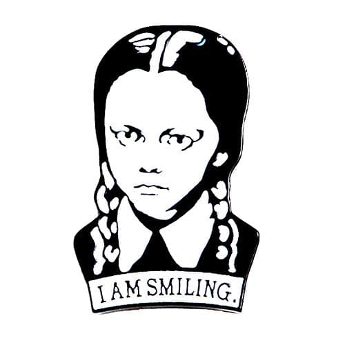 magi gift Wednesday Addams I AM Smiling Girl Enamel Pins Comics Brooch Collar Pin Jacket Coat Clothing Decor