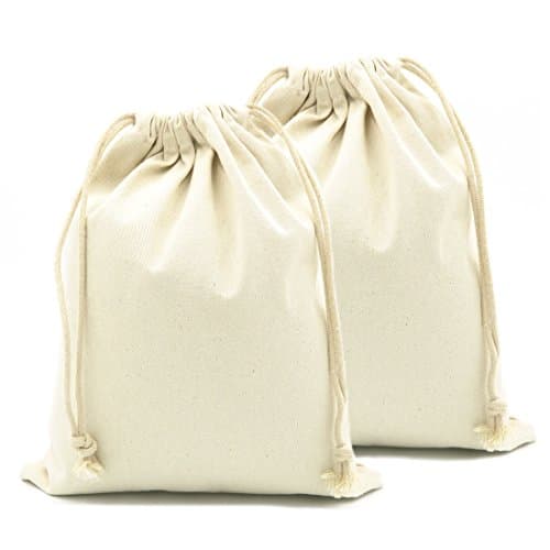 Yingkor Small Cotton Canvas Muslin Drawstring Bag Bags, Mesh Cloth Bags, Reusable Produce Bags, Pack-2, Assorted Sizes
