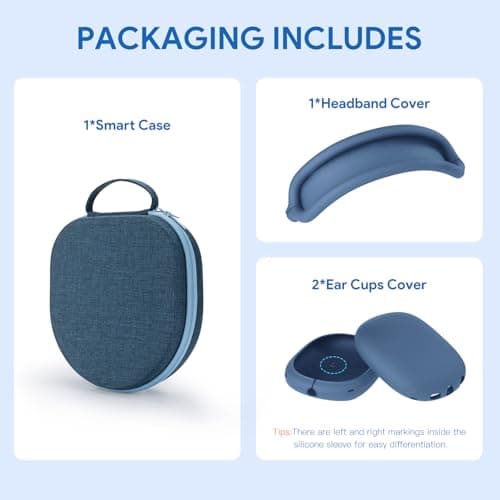 Yinke Smart Case for AirPods Max - Supports Sleep Mode, with Silicone Case, Hard Organizer Portable Carry Travel Cover Bag