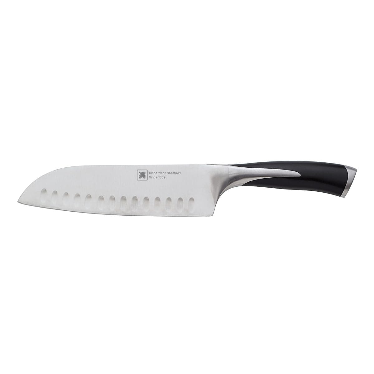 17.5 cm Kyu Santoku Knife, Black/silver