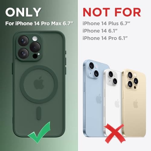 CAPRARO Magnetic for iPhone 14 Pro Max Case, [Compatible with MagSafe] [Full Camera Protection] Shockproof Protective Slim Translucent Matte Phone Case for iPhone 14 Pro Max 6.7'', Deep Green