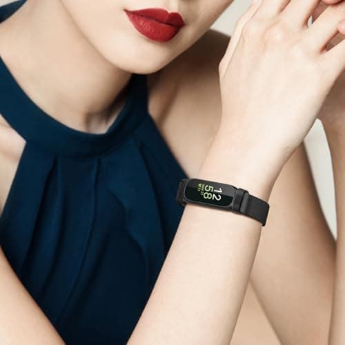 Fintie Elastic Bands Compatible with Fitbit Inspire 2 / Inspire HR/Inspire, Adjustable Stretchy Nylon Loop Band Breathable Replacement Strap Accessory Wristband, Black