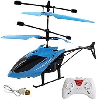 KIDZYMON® RC Helicopter with Hand Gravity Sensor, Flying Remote Control Toy, 3D Light & Safety Sensor for Kids Age 4+ Years (Blue)