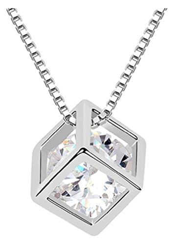 Celine Benetton Cube & Crystal Pendant Necklace with Swarovski Elements Crystal, White, 18 Inches