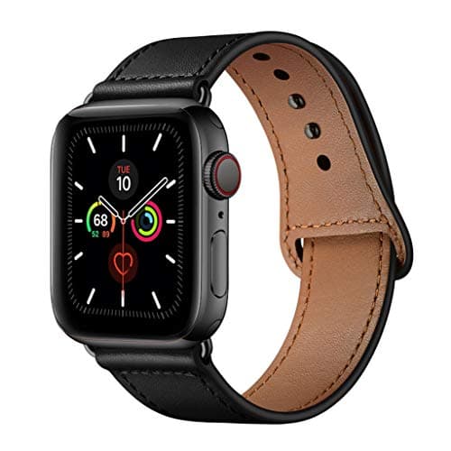 YALOCEA Compatible with Apple Watch Band 38mm 40mm, Genuine Leather Band Replacement Strap Compatible with iWatch Series 6 5 4 3 2 1 SE 40mm 38mm, Retro Brown Band