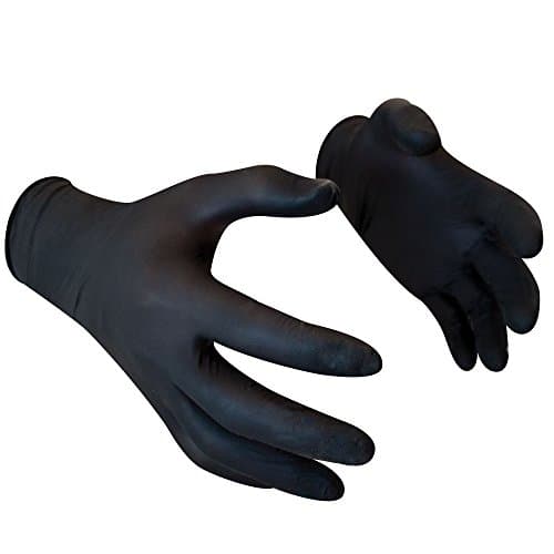 Black Nitrile Disposable Gloves Powder Free Textured Fingertips 4 Mil Thickness Latex Free Medical Examination Glove (Extra Large)