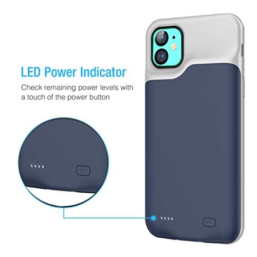 Battery Case for iPhone 11, 6000mAh Portable Protective Charging Case Compatible with iPhone 11 (6.1 inch) Rechargeable Extended Battery Charger Case (Blue)