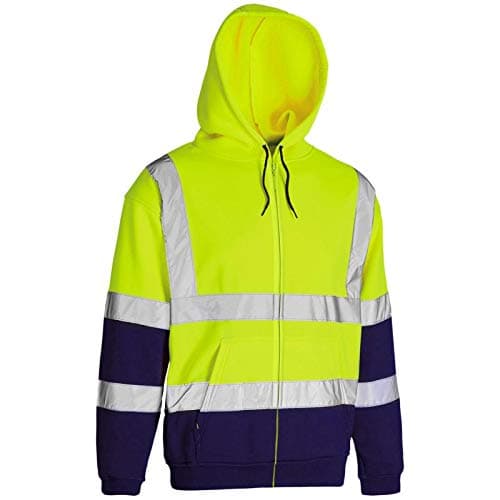 Stylo Online Hi Vis Viz Hooded Sweatshirt High Visibility Reflective Work Fleece Safety Sweat Shirts Warm Security Jacket Workwear Zip Hoodie Work Wear Hoody Jumper Top Size S-5XL