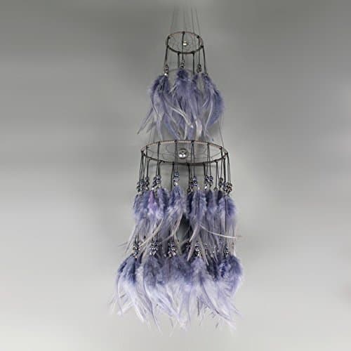 5.9×31.5inch Purplish Grey Dream Catcher Handmade Circular Net with Feathers Wall Hanging Kitchen Decoration Decor Ornament Craft