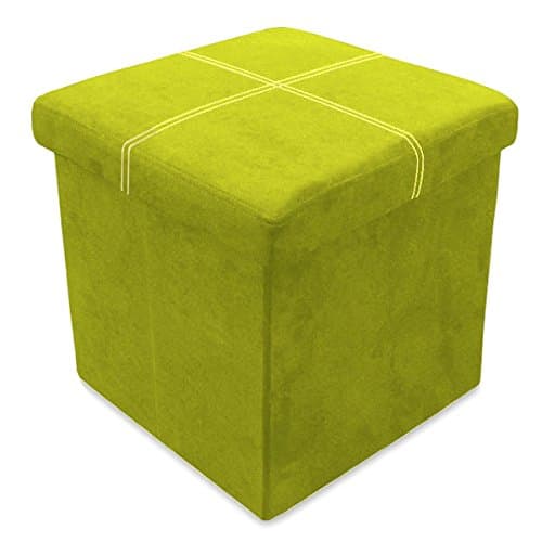 Storeasy Apple Green Faux Suede Folding Storage Ottoman – Large Single Seat