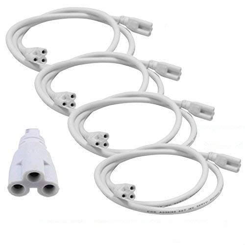 Lingruiyi 91 LED Tube Socket with Integrated Cables, Bi-Pin Base, White Color, Plastic Material, Ceiling Mount, 6W, 110V, 4.9FT (1.5M) Cable, 4-Pack