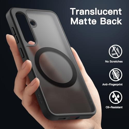 JETech Magnetic Cover Case for Samsung Galaxy S24 Plus 5G, Compatible With Magsafe, Translucent Matte Back Shockproof Case Phone Cover (Black)