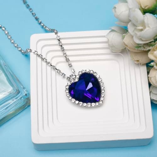 HEYu jewelry Titanic Heart Of The Ocean Love Heart Shaped Necklace With Royal Blue Crystal Pendant For Women Wife