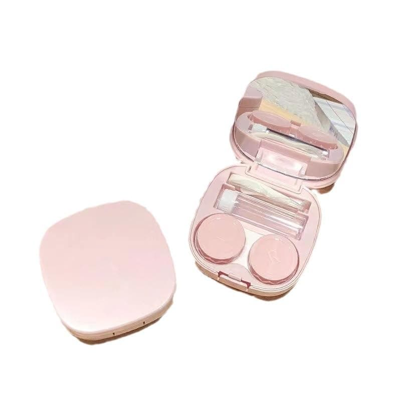 Contact Lens Case with Cleaner Washer (Sugar Color), sugar pink, Travel Size