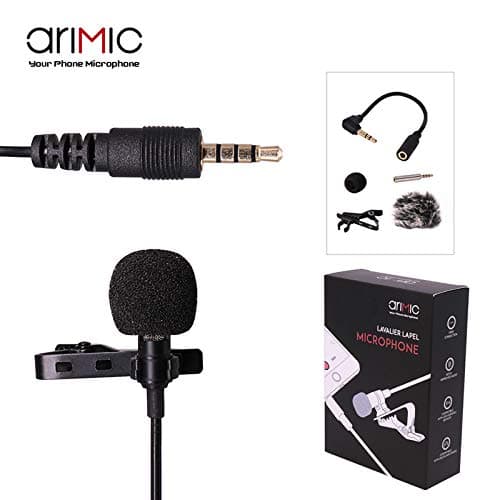 SoloFlix Arimic -Mic For Mobile Lavalier Lapel Omnidirectional Condenser Collar Microphone for Smartphones DSLR Cameras (1.5 Meter)