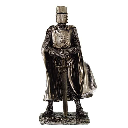 Pacific Giftware Crusader Knight Statue Silver Finishing Cold Cast Resin Statue 7" (8712)