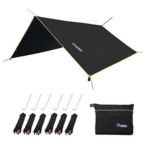 LLY Lightweight Hammock Sun/Rain Tarp Shelter Shade Tent Tarp with Stakes and Ropes for Camping Backpacking Fishing
