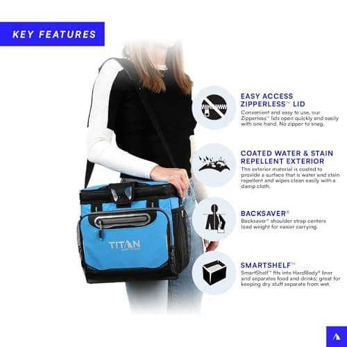 Deep Freeze Cooler - 16 Can Zipperless Hardbody Cooler with Deep Freeze Insulation, HardBody Liner, and SmartShelf - Process Blue