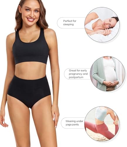 wirarpa Women's Underwear High Waisted Ladies Cotton Panties Soft Full Coverage Briefs 5 Pack