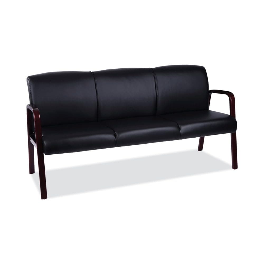 Alera ALERL2319M 65.75 in. x 26.13 in. x 33 in. Reception Lounge 3-Seat Sofa - Black/Mahogany