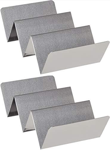 Set of 2 Metal Taco Holders - Stainless Steel Taco Trays- Dishwasher, Oven, and Grill Safe - Great for Sandwiches and Hotdogs too (2)