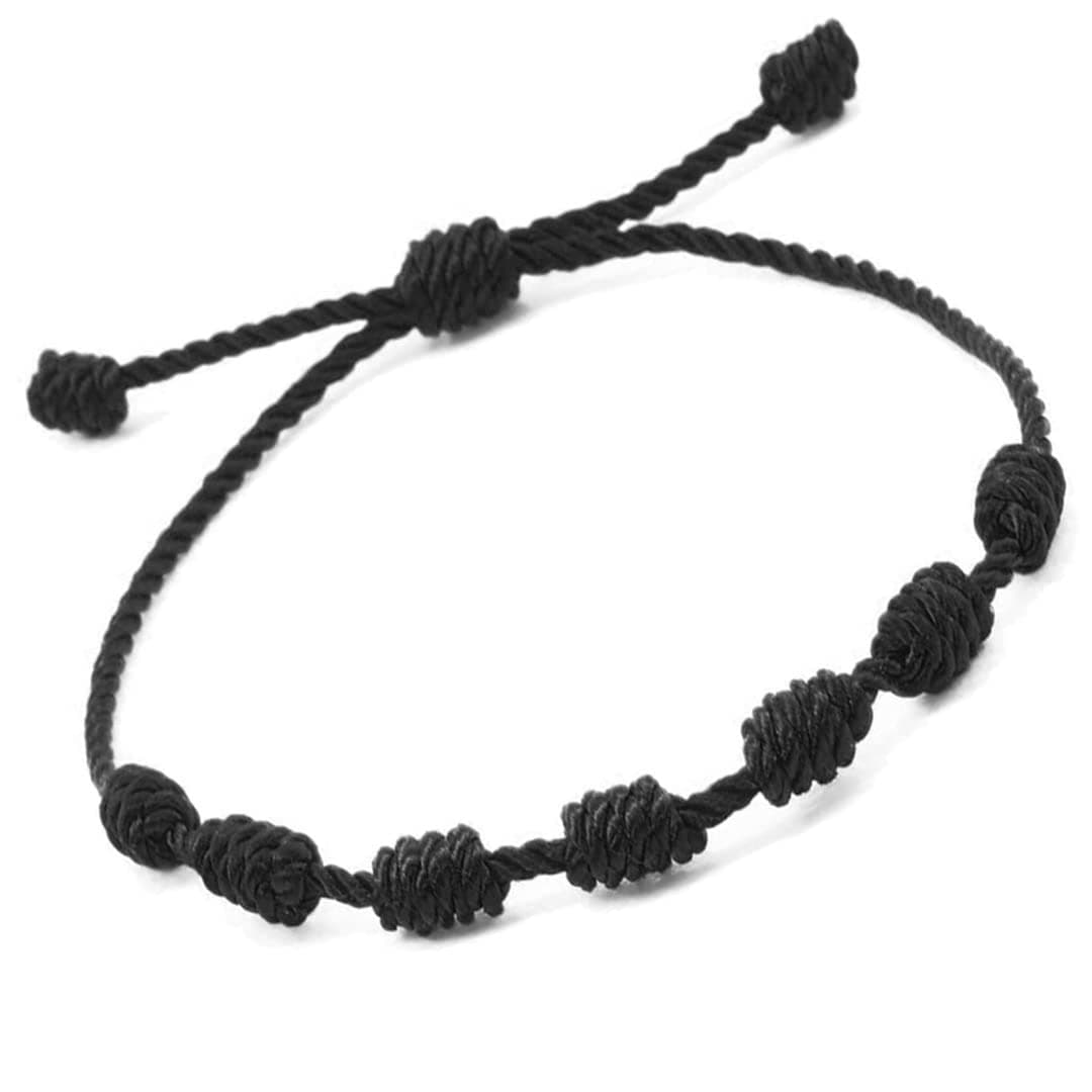 Bracelet 7 knots for protection, Evil Eye and Good Luck. Buddisth String. Thread/Amulet for prosperity and success. Talisman for Womens, Mens, Girls, Boys. Cord Adjustable.