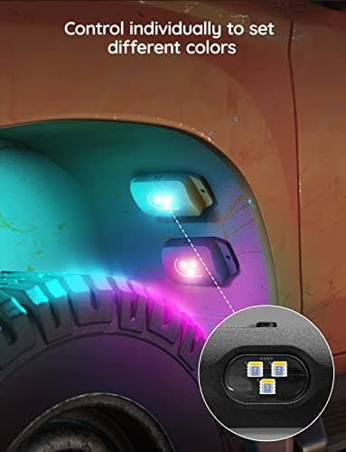 Govee RGBW LED Rock Lights, Car LED Rock Lights with Smart APP Control, Underglow Multicolor Neon Light Pods for Truck, IP67 Waterproof, 64 Scene Effect Modes, Reactive Music Mode, DC 12V (4 Pods)