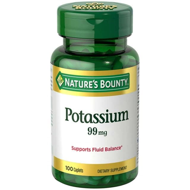 Nature's Bounty Potassium Gluconate 99mg, 100 Caplets (Pack of 6)