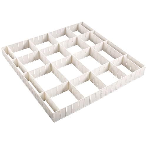 Anladia Sock Organizer Drawer Divider, 12/24 Pack Adjustable Drawer Storage Organizer for Clutter Kitchen Cutlery Dresser Makeup Tools Socks Clothes, DIY Grid Clapboard Divider