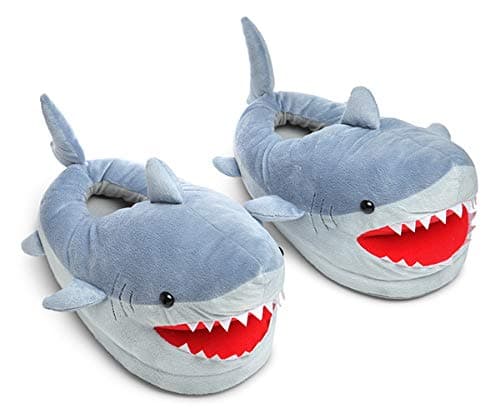 Chomping Shark Plush Slippers for Kids/Junior Ages 4-8. Grey since units on hand is of grey