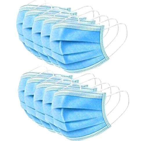 Mocure 50 PCS Disposable Face Masks Adjustable Earloop Mouth Cover 3-Layer Safety Masks