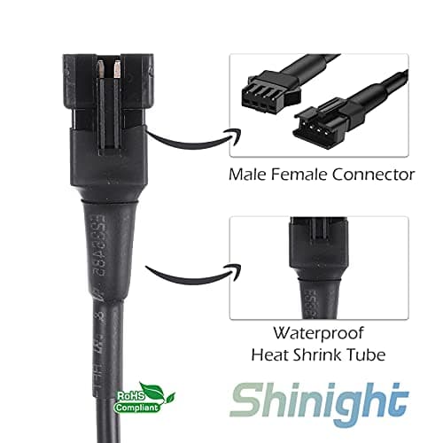 SHINIGHT Rock Light Extension Wire 4 Pin 4 Pcs 47 Inch Waterproof Extension Cord Cable Connector for LED Motorcycle ATV Car Light RGB Multi-Color Neon Strip Underglow Rock Light