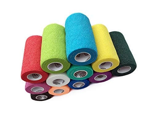 ViLog Vet Wrap Bulk, Cohesive Bandage Wrap Vet Tape, Assorted Colors (4 Inch Pack of 12), Waterproof Self Adherent